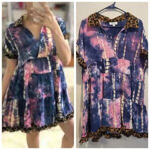 Umgee Women's Tie Dye Lightweight Flowy  Dress Size 1XL Tunic Beachy